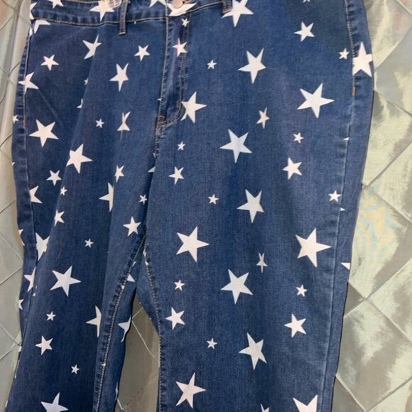 Shien Curvy 4XL White Stars Denim Jeans - Picture 4 of 7